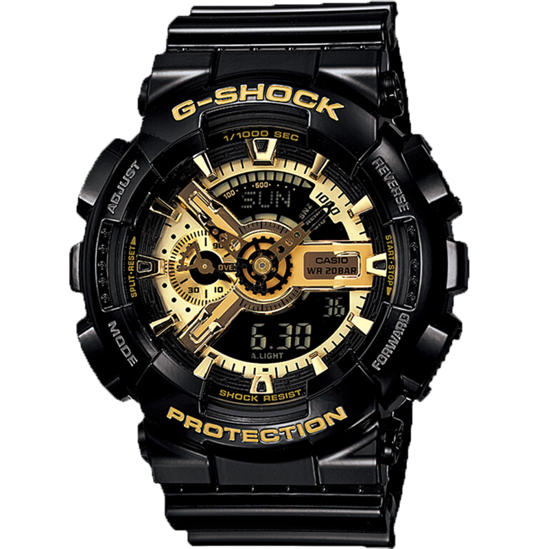 卡西欧（casio）手表 g-shock魔金双显 防水防震运动手表 学生手表 ga-110gb-1a