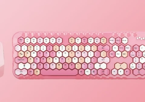 mofiihoney plus 粉色混彩键鼠套装：高颜值优性能，更懂少女心！的第1张示图